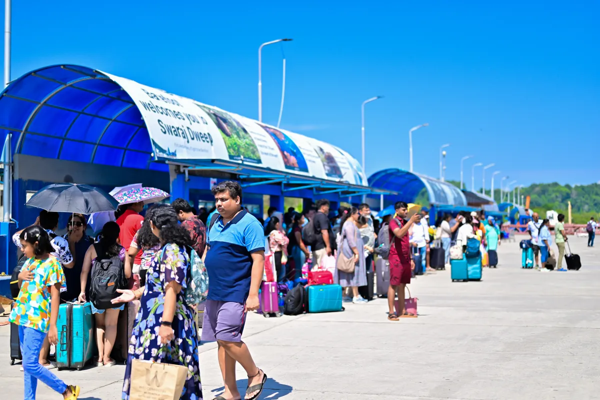Ferry boarding and check-in process at Andaman jetty