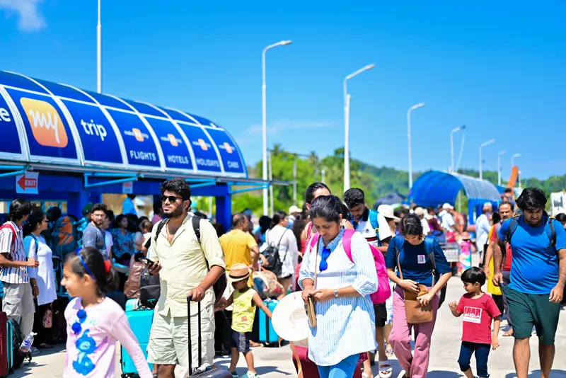 Passengers waiting at Havelock jetty for Neil Island ferry