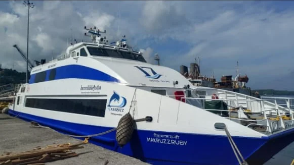 MV Makruzz Ruby — 199 seats, Premium only, joining the fleet 1 October 2026 MV Makruzz Ruby moored at Port Blair, the fleet's fourth vessel joining October 2026