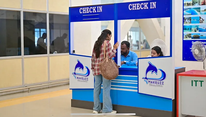 Makruzz check-in counter – counters close 15 minutes before departure Makruzz ferry check-in counter at Haddo Jetty Port Blair