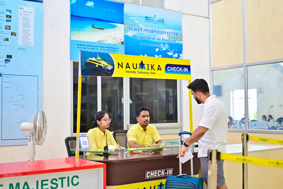 Nautika ferry check-in counter at Port Blair