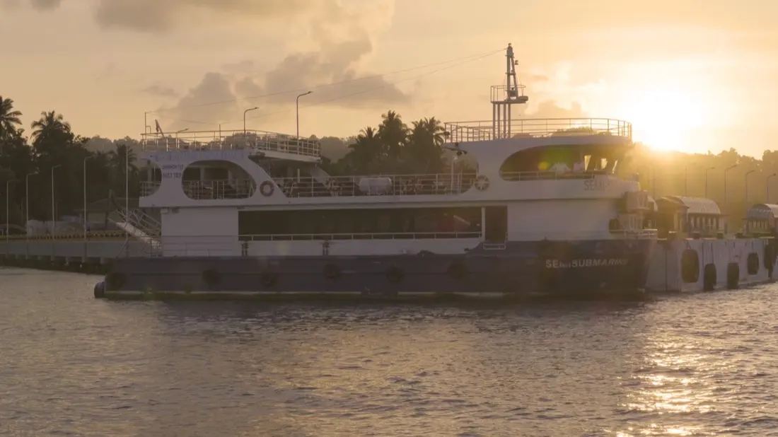 Evening cruise deck off Havelock at golden hour